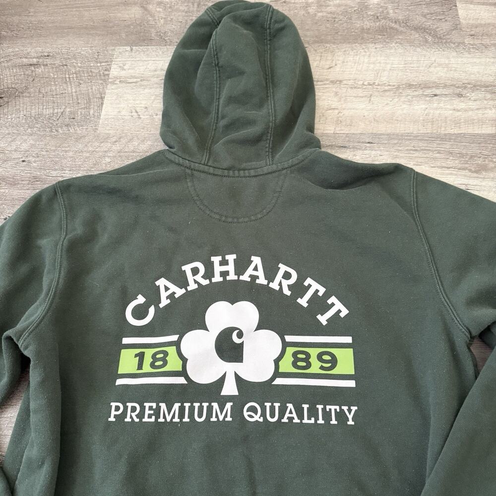 Carhartt Shamrock Graphic Hoodie Mens Sz Medium Green Logo Pullover TS7240-M